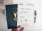 Green and gold foil wedding invitation set