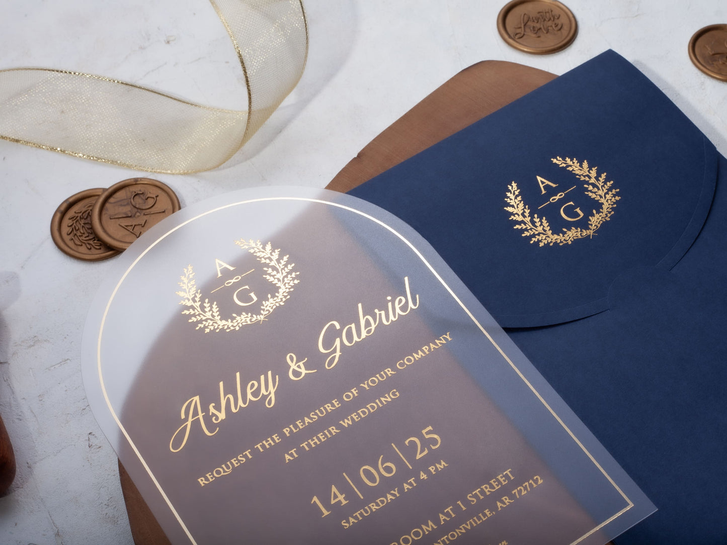 Arch Acrylic Wedding Invitation with Gold Foil