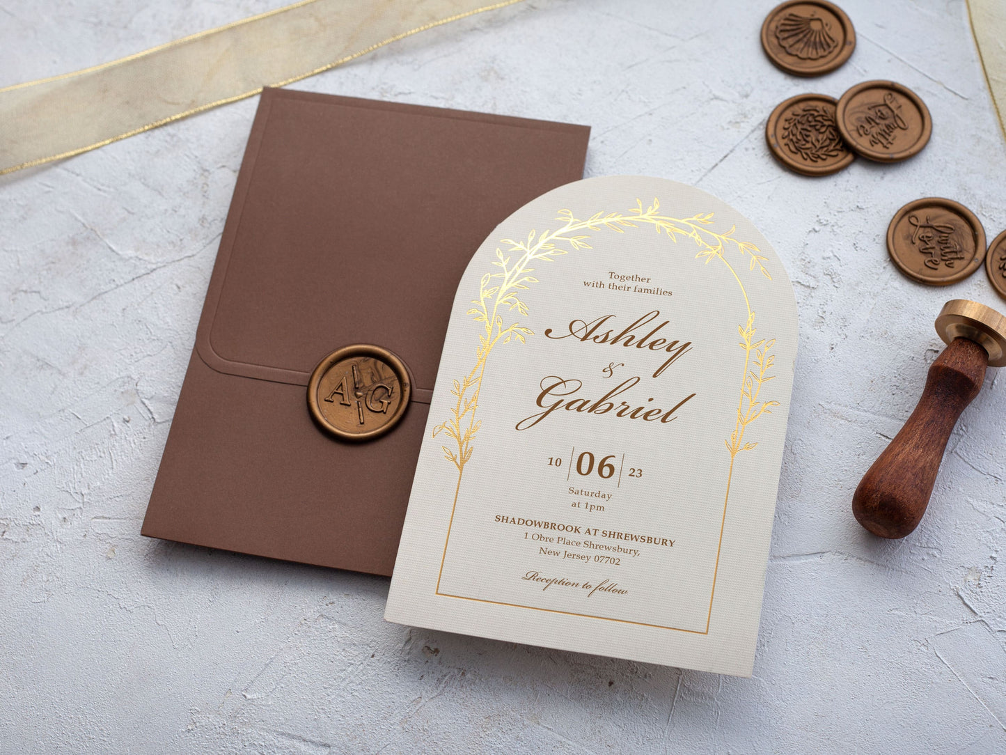 Arch Wedding Invitation with Gold Foil