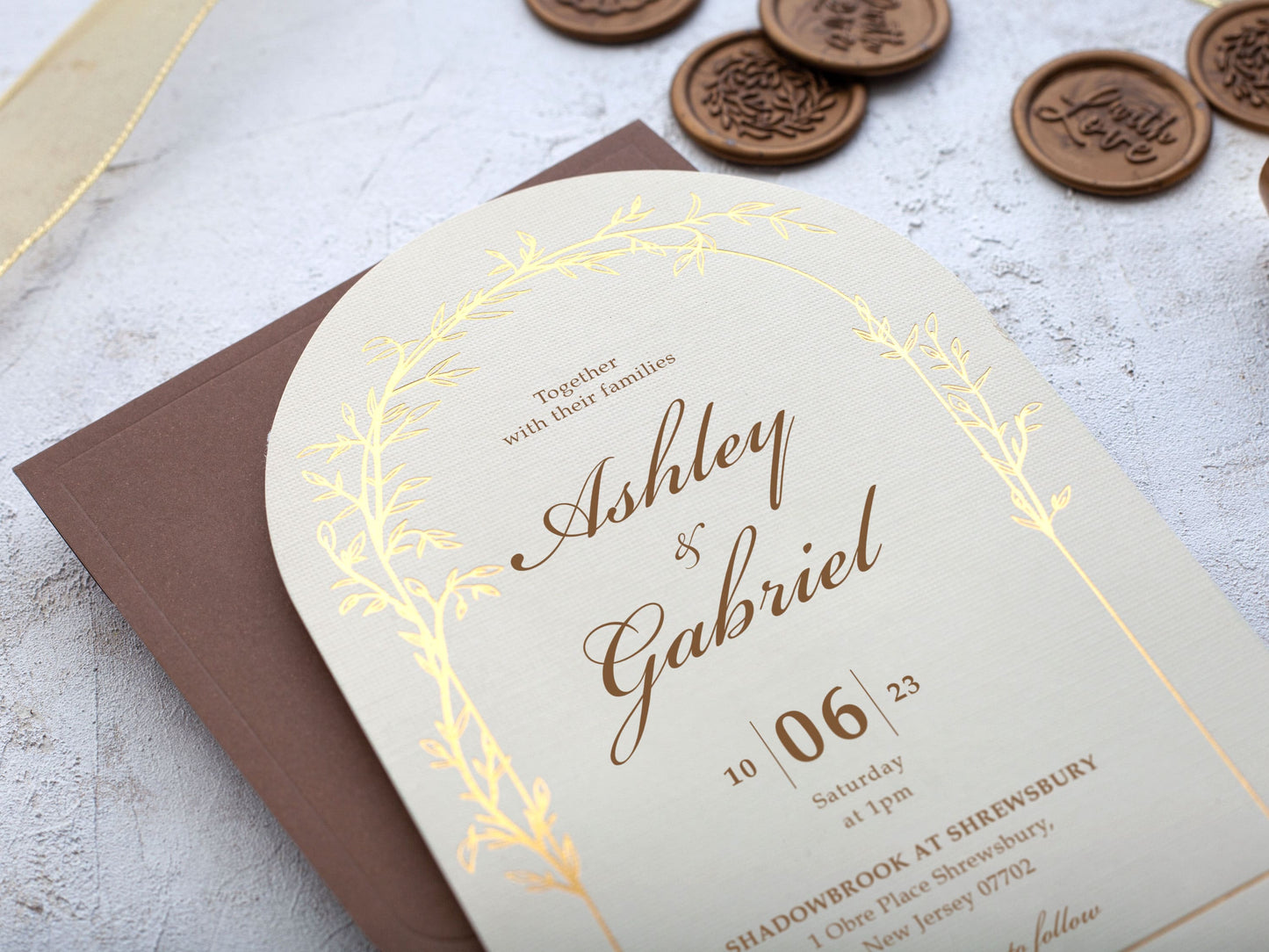Arch Wedding Invitation with Gold Foil