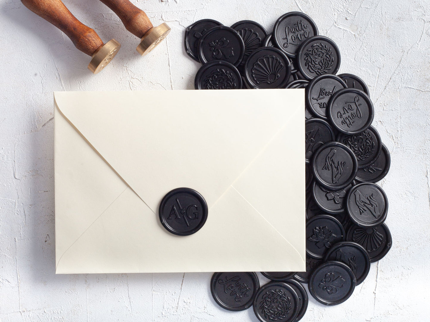 Black envelope seal