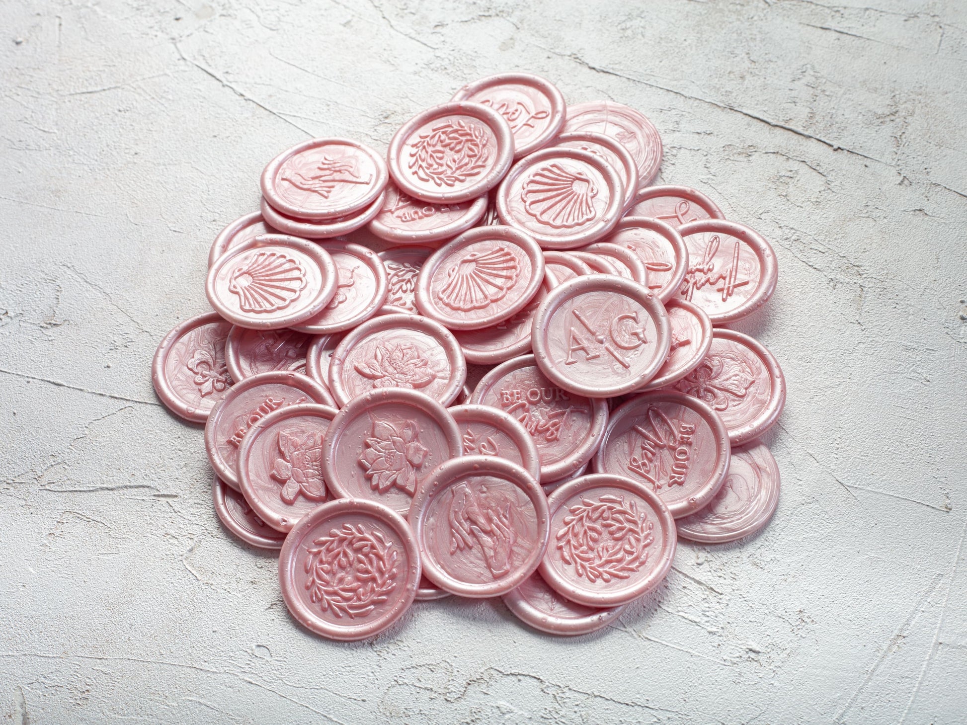 Custom pink handmade wax seals