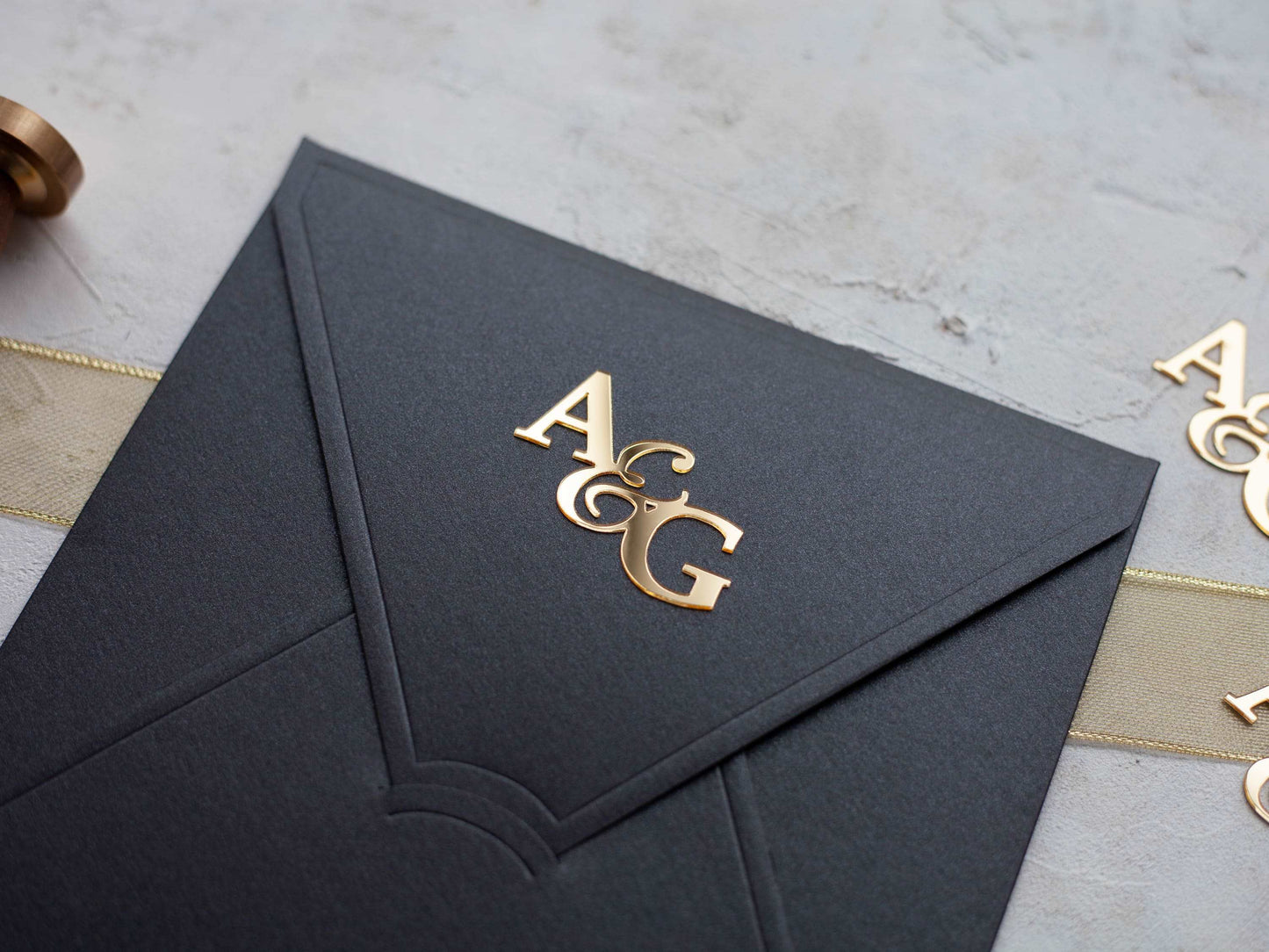 Gold Mirror Acrylic Initials Envelope Seal, Acrylic Initials for Envelope