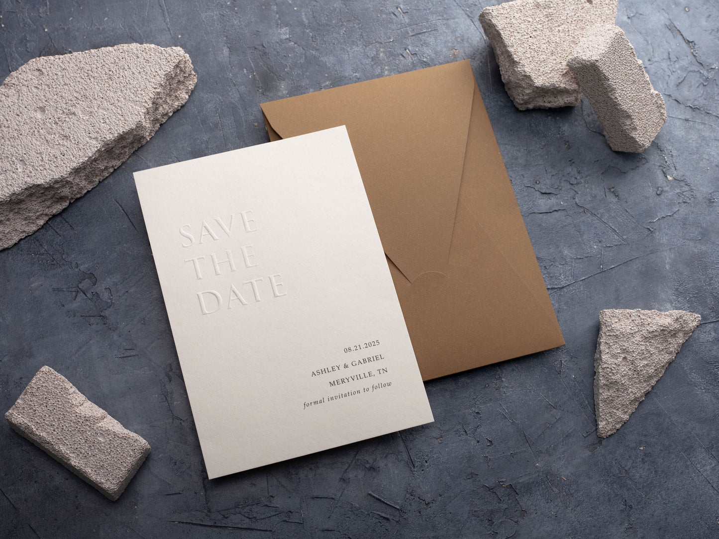 Embossed Save the Date Card with Envelope