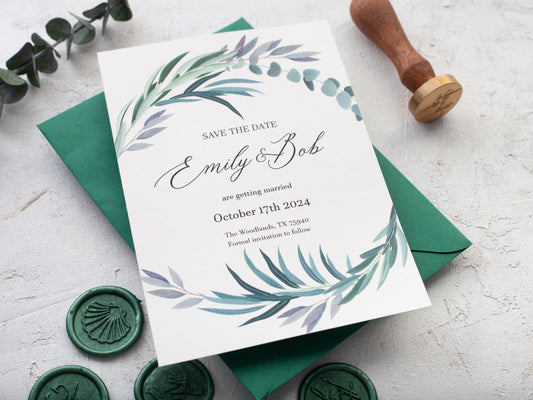 Floral Save the Date Card with Envelope