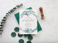 Tarjeta floral para guardar la fecha con imán, anuncio de boda verde con sobre