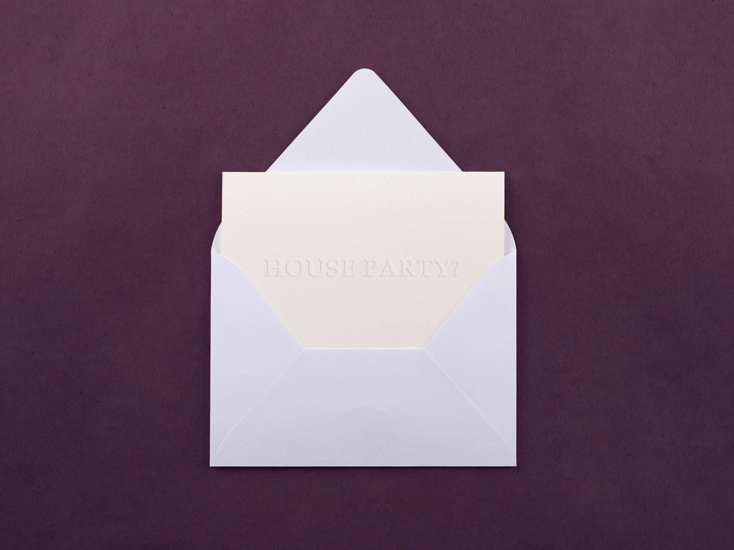 Embossed HOUSE PARTY? Proposal Card