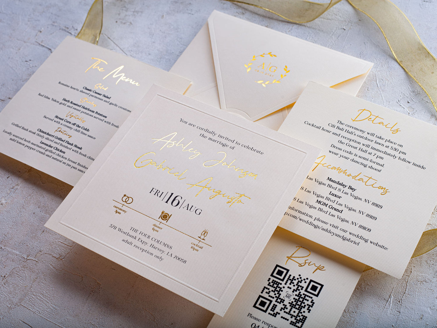 Ivory and Gold Wedding Invitation