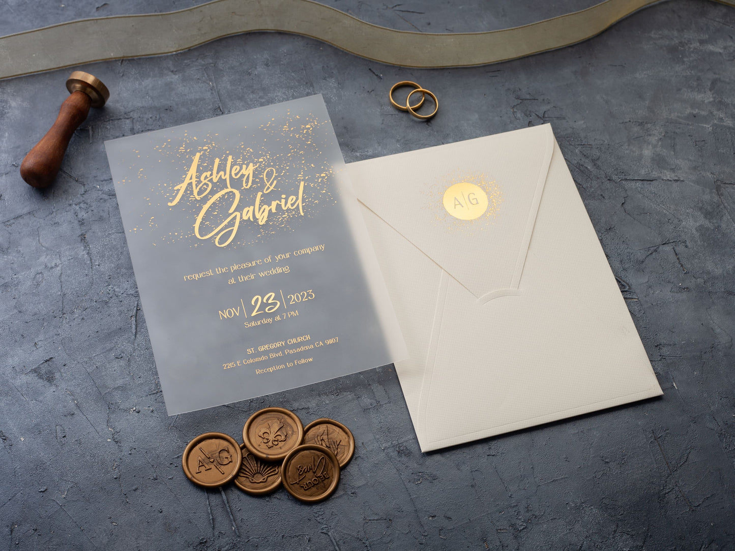 ivory and gold wedding invitation