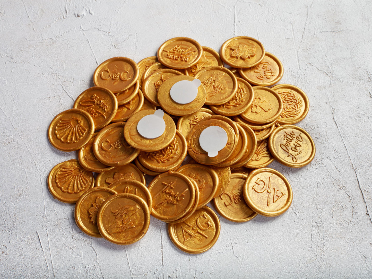 Light gold wax seals with double sided sticker