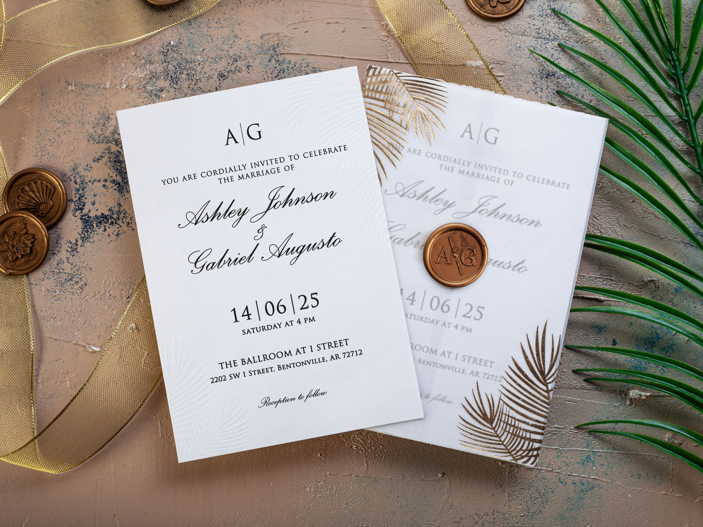 Minimal Wedding Invitation with Vellum Jacket
