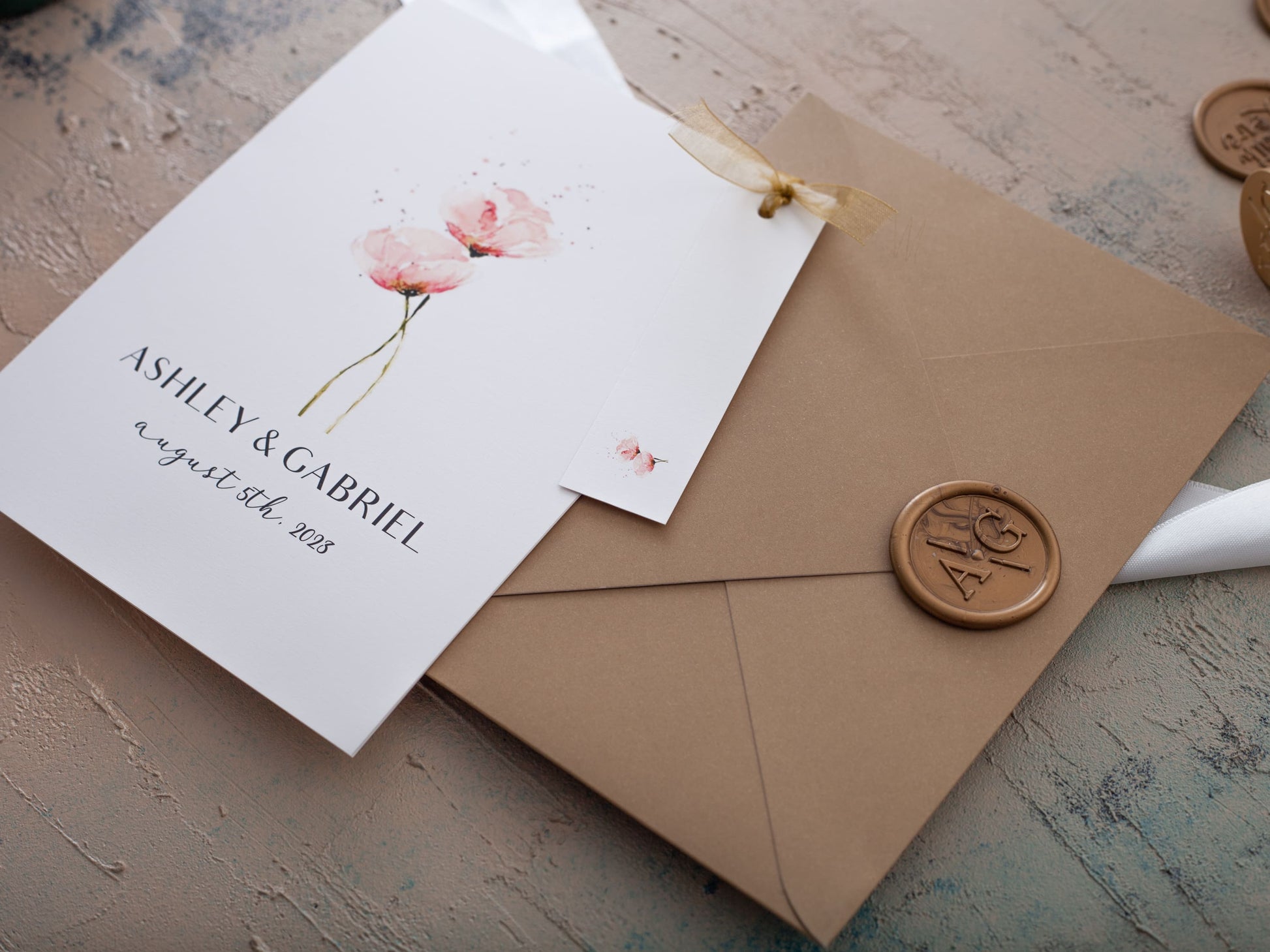 Minimalist floral wedding invitation
