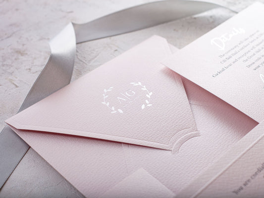 Pink and silver wedding invitation