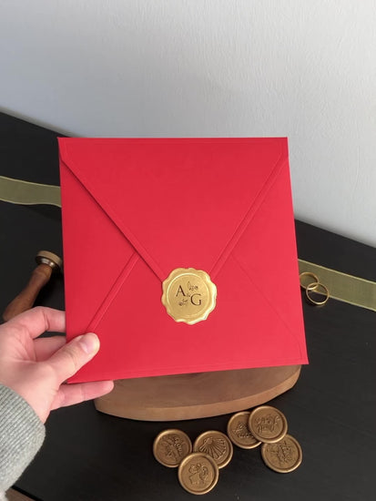 Red and gold acrylic wedding invitation video