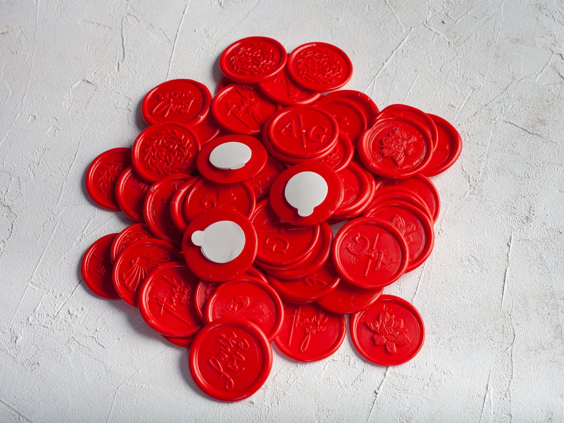 Red wax seal with double sided tape