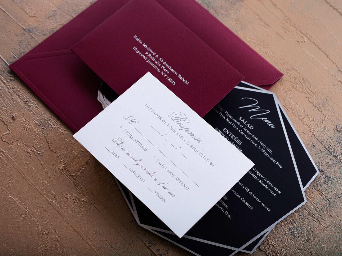 Classic Rsvp Card with Rsvp Envelope and Return Address