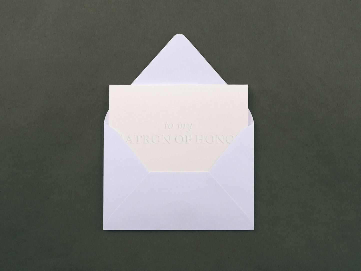 Embossed to my MATRON OF HONOR Wedding Day Card