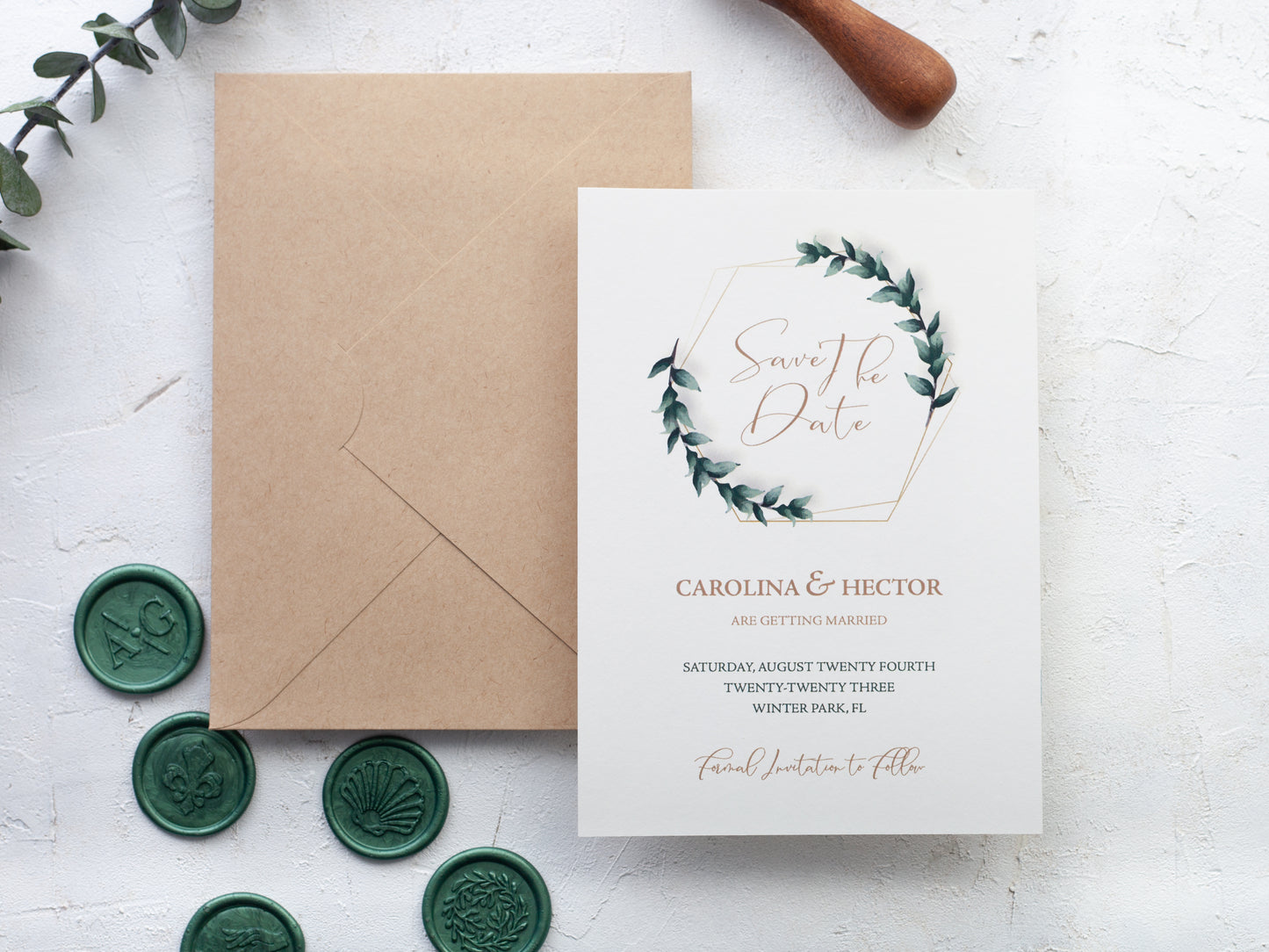 Minimal Save the Date Card with Envelope