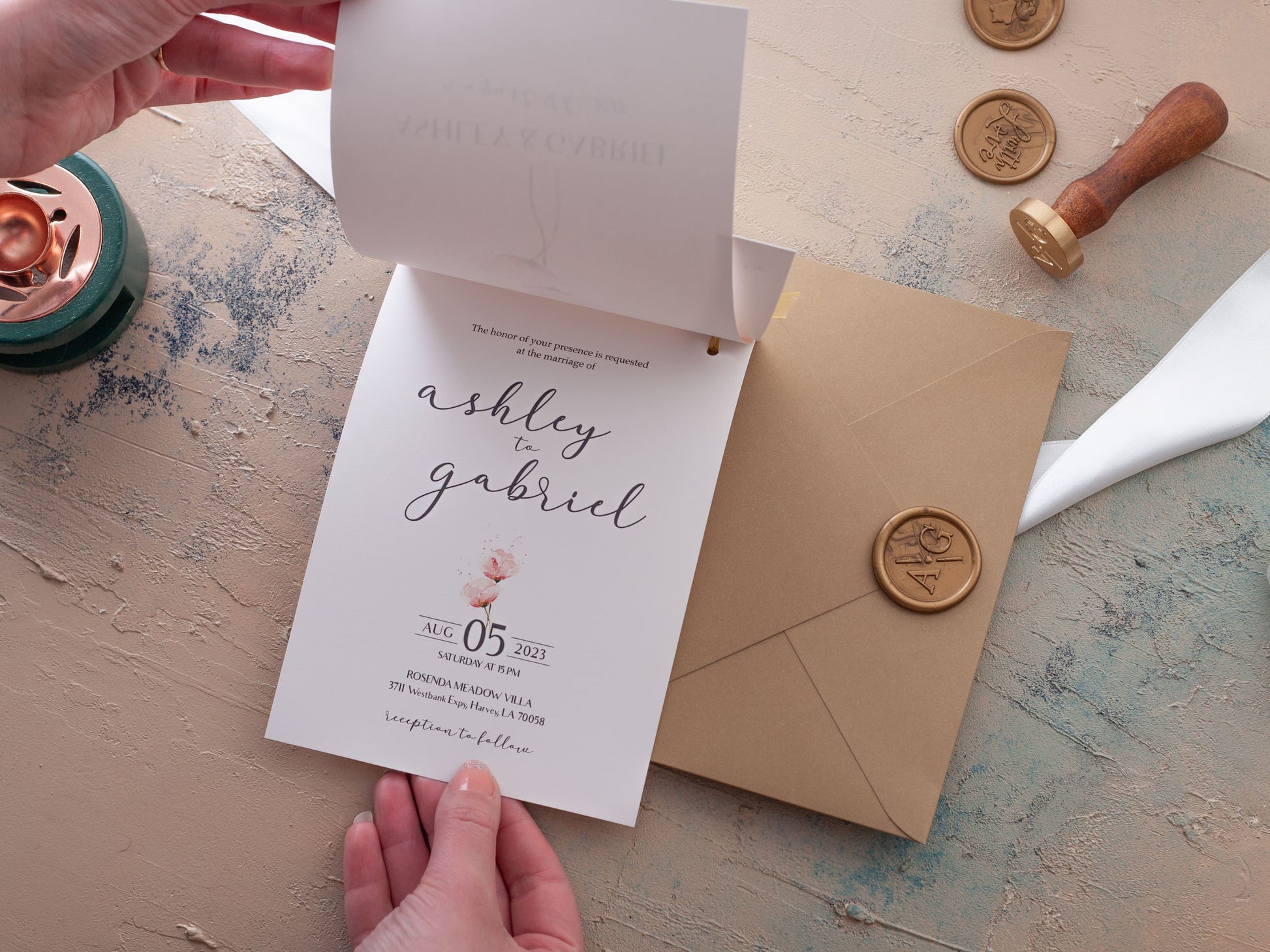 Wedding invitation with envelope