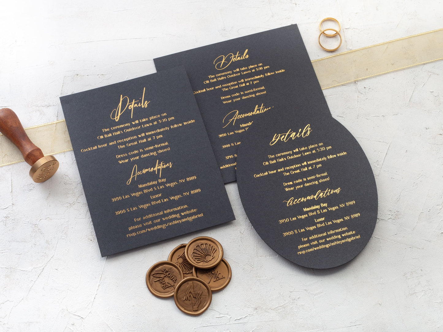 Details Card for Wedding, Foil Printed Wedding Information Card