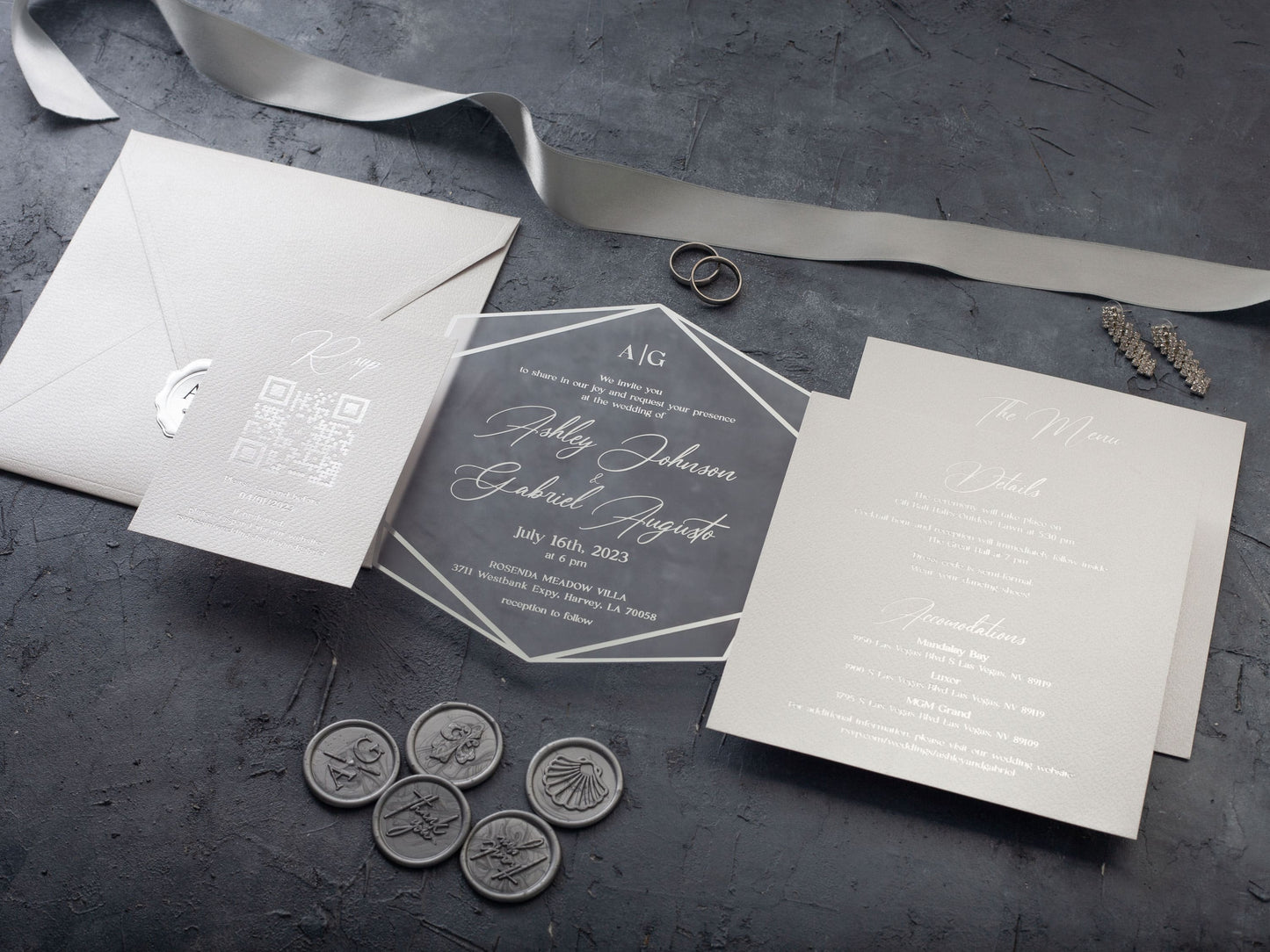 White wedding invitation set