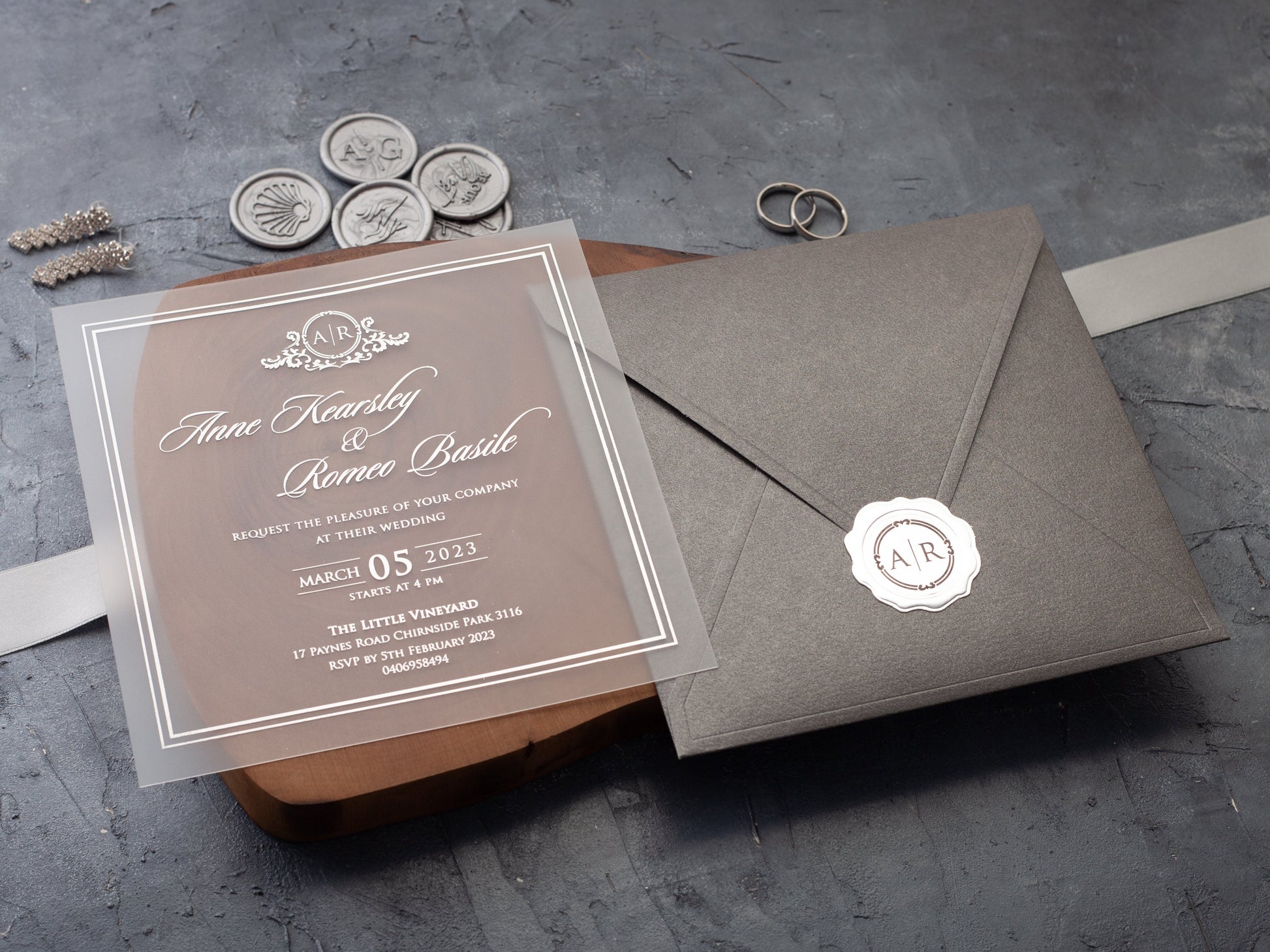 Gray wedding invitation