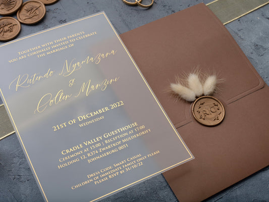 Gold foil printed wedding invitation