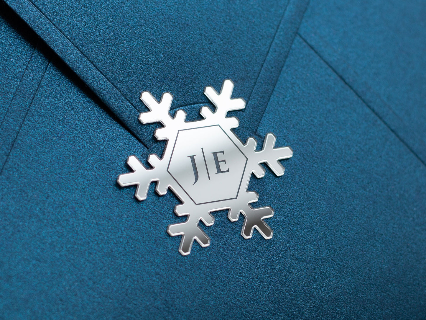 Silver snowflake acrylic initials envelope seal